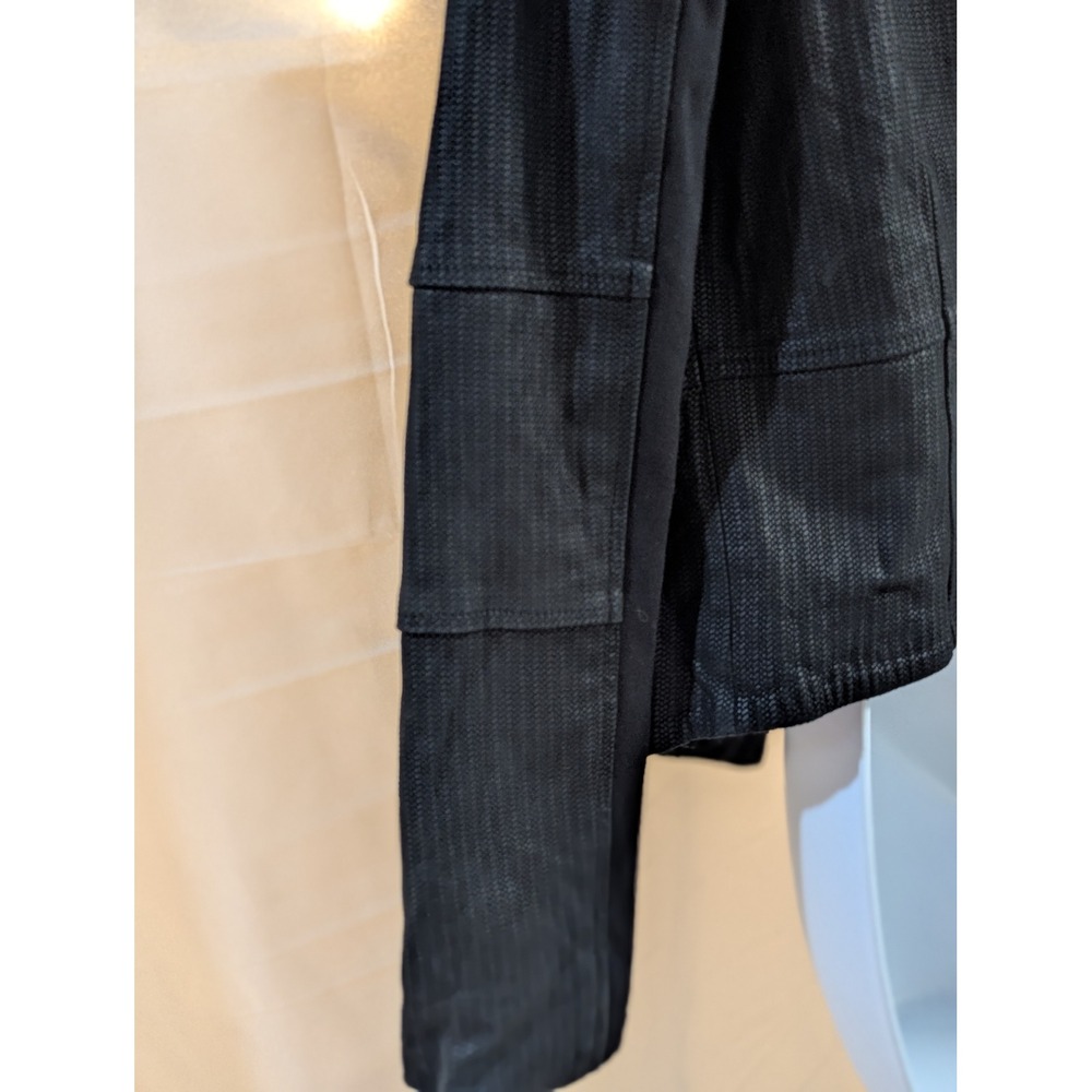 G.I.L.I.‎ Got It Love It Black Textured Leather Draped Open Front Jacket Size 2 - Picture 6 of 8